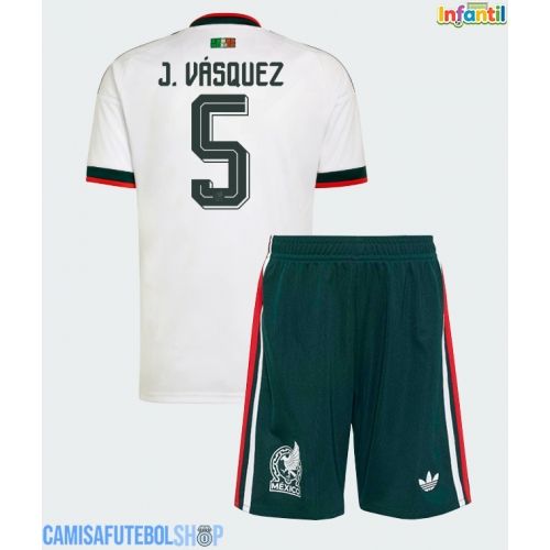 Camisa de time de futebol México Johan Vasquez #5 Replicas 2º Equipamento Infantil Mundo 2026 Manga Curta (+ Calças curtas)